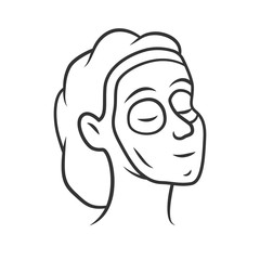Cosmetic facial clay mask linear icon. Feminine beauty thin line illustration. Contour symbol. Vector isolated outline drawing. Editable stroke. Spa salon therapy. Homemade cosmetology procedure