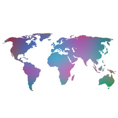 Fototapeta na wymiar colorful world map isolated on white background