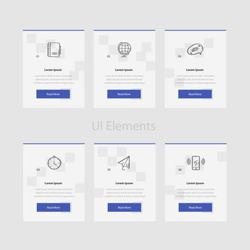 Business web cards template with text and icon. Website and application cards design templates collection. Ui elements