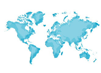Fototapeta na wymiar blue world map isolated on white background