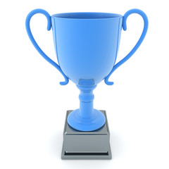 3D Rendering of light blue championship cup