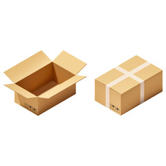 Two rectangular boxes: closed and open