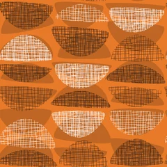 Keuken foto achterwand Jaren 50 Oranje structuurrapport in geometrische midcentury-stijl