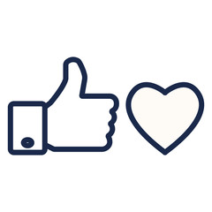 Obraz premium Thumb up and heart like