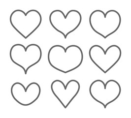 Thin line hearts collection vector