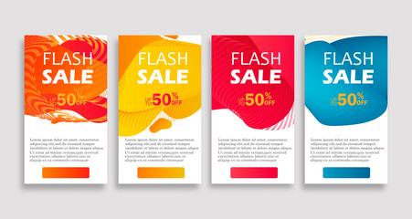 Dynamic modern fluid mobile for flash sale banners. Sale banner template design