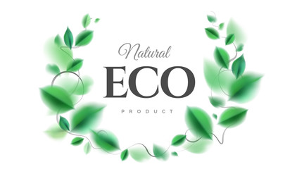 Spring nature design with green leaves and ECO elegant decoration