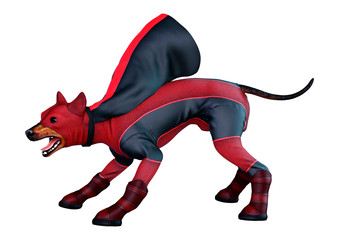 3D Rendering Superhero Dog on White