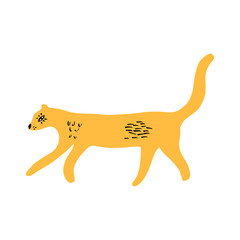 Drawing cute lioness in doodle style on white background. Vector