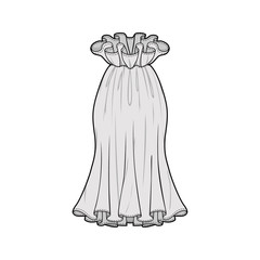 Skirt fashion flat sketch template