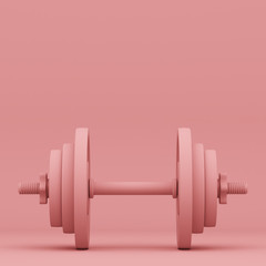 dumbbell isolated on pink background