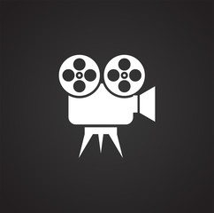 Cinema camera related icon on background for graphic and web design. Simple illustration. Internet concept symbol for website button or mobile app.