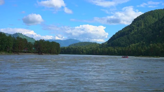 Rafting on the Katun river. Chemal tract. Altai. The Altai mountains. Russia. 