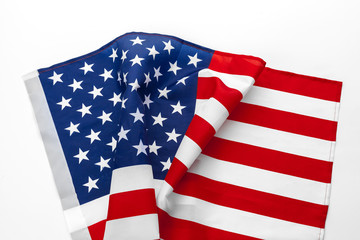 Obraz premium Close up of American flag USA on plain background