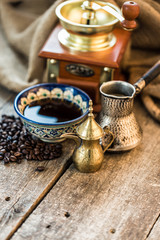 Traditional Turkish Coffee Cup still life close up