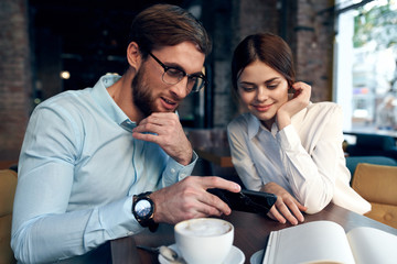 young couple in cafe