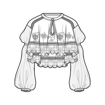 Blouse Fashion Flat Sketch Template