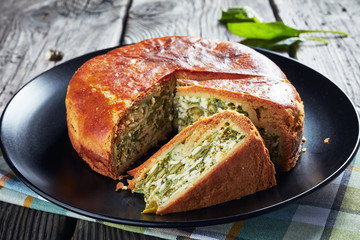 close-up of a Green Bean spinach pie