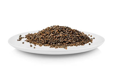 sesame isolated in white plate on white background