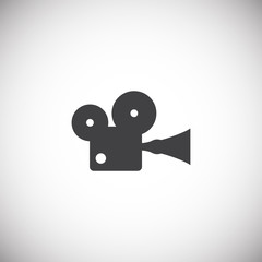 Cinema camera related icon on background for graphic and web design. Simple illustration. Internet concept symbol for website button or mobile app.