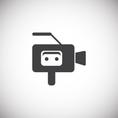 Cinema camera related icon on background for graphic and web design. Simple illustration. Internet concept symbol for website button or mobile app.