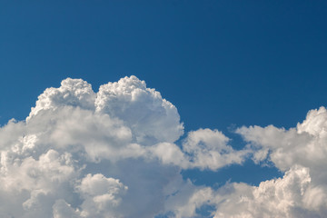 Sky with cloudscumulus clouds on clear blue sky before rain
