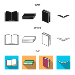 Vector design of library and textbook sign. Set of library and school vector icon for stock.