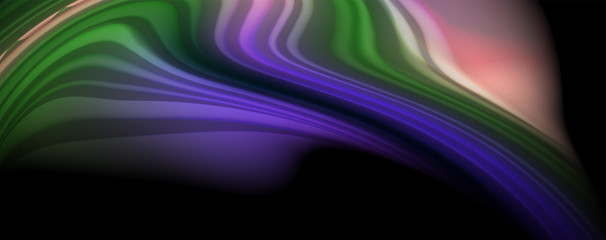 Modern rainbow liquid color flow colorful poster. Wave Liquid shape in black color background. Abstract composition