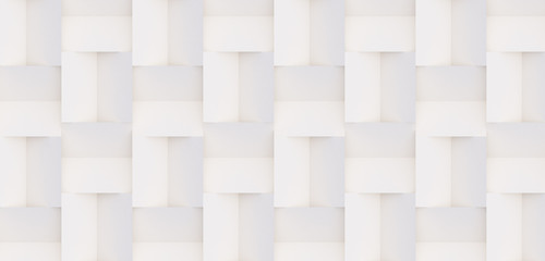 3D pattern made of white and beige geometric shapes, creative background or wallpaper surface made of light and shadow. Futuristic seamless decorative abstract texture design, simple graphic elements