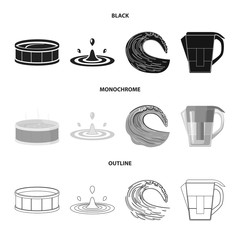 Isolated object of water and drop sign. Collection of water and splash stock symbol for web.