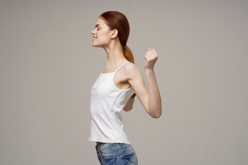 young woman pointing at something