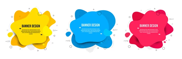 Rolgordijnen Abstract vector banners. Geometric liquid forms. Template bagdes. Modern design. Dynamic fluid banners shapes. Minimal curvy design. Various colors modern template. Text with quotes. Vector shapes © blankstock