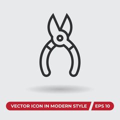 Pliers vector icon in modern style for web site and mobile app