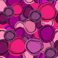 Seamless repeating background of colored circles and spirals