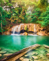 Beautiful waterfall at Erawan national park, Thailand