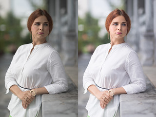 Befor and after retouching collage