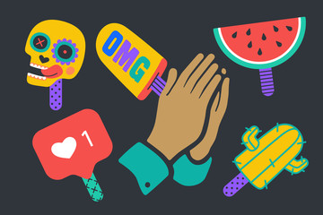 Ice Cream Stickers. Colorful fun stickers for ice cream