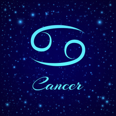 Naklejka premium Cancer. Vector zodiac sign on a night sky