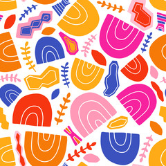 Vector geometric pattern with colorful abstract shapes for summer graphic design and backgrounds