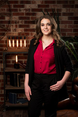 woman laptop computer business young teen portrait dress 