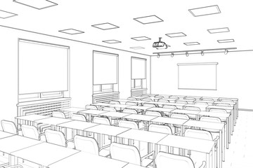 Fototapeta 3d illustration. Sketch of the conference hall. obraz
