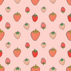 Seamless pattern with strawberry background. Vector illustrations for gift wrap design.