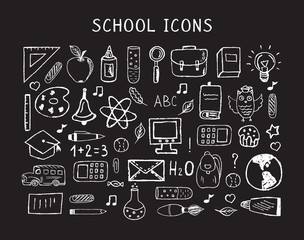 School chalk icons set.