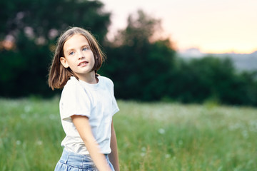 Fototapeta premium Little girl childhood nature