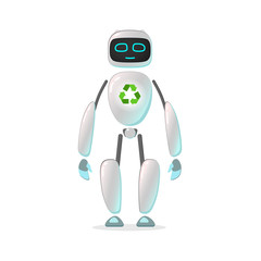 RPA robot. Android helps care of nature. Nature protection, artificial intelligence, robatized work, Care of cleanliness Robotic technologies for protect nature and  planet