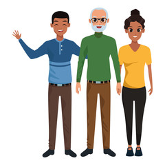 Fototapeta premium Family old father with adultt daughter and son