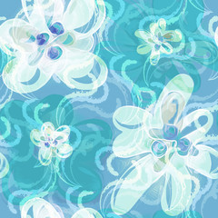Fototapeta na wymiar Floral seamless pattern. Watercolor hand painted background.