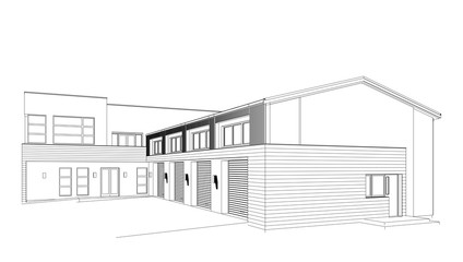 3d automobile repair shop. Architectural blueprint.