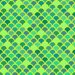 Seamless pattern from circles in light green olive yellow. Effect mosaic or  fish scale. For decoration package or advertising  decorative cosmetic