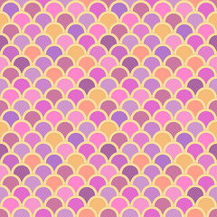 Fototapeta na wymiar Seamless pattern from circles in pink. Effect mosaic or fish scale. For decoration package or advertising decorative cosmetic